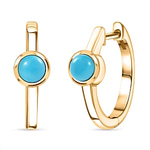 Rachel Galley Sleeping Beauty Turquoise  J Hoop Half Hoop Earring in 18K YG VermeilSterling Silver 0.80 ctw