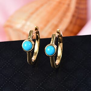 Rachel Galley Sleeping Beauty Turquoise  J Hoop Half Hoop Earring in 18K YG VermeilSterling Silver 0.80 ctw