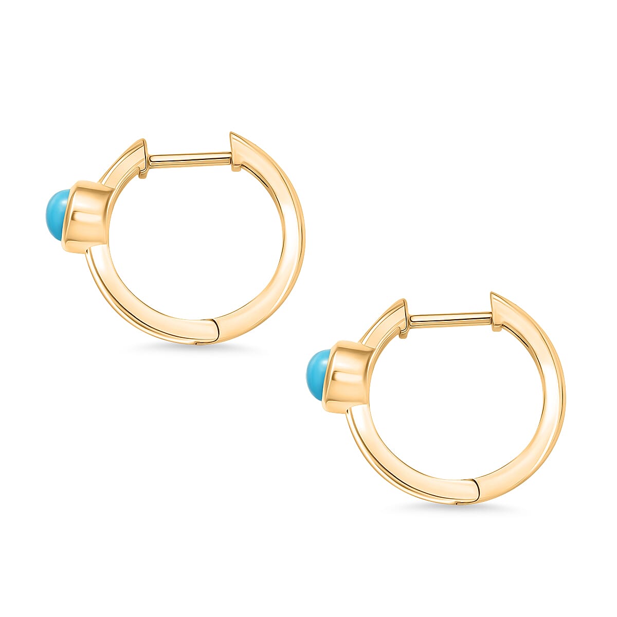 Rachel Galley D'Joy AAA Sleeping Beauty Turquoise 0.60 ctw Hoop Earrings in 18K Vermeil Yellow Gold Over Sterling Silver