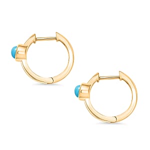 Rachel Galley Sleeping Beauty Turquoise  J Hoop Half Hoop Earring in 18K YG VermeilSterling Silver 0.80 ctw