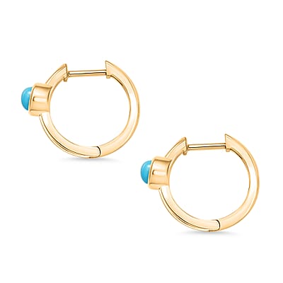Rachel Galley D'Joy AAA Sleeping Beauty Turquoise 0.60 ctw Hoop Earrings in 18K Vermeil Yellow Gold Over Sterling Silver