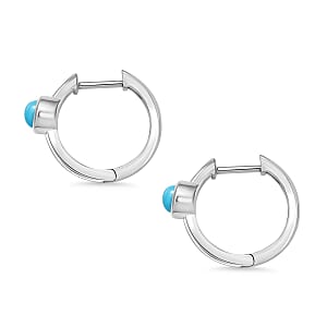 Rachel Galley Sleeping Beauty Turquoise  J Hoop Half Hoop Earring in Rhodium OverSterling Silver 0.80 ctw