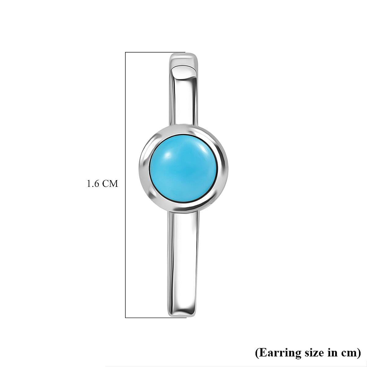 Rachel Galley Sleeping Beauty Turquoise  J Hoop Half Hoop Earring in Rhodium OverSterling Silver 0.80 ctw image number 4