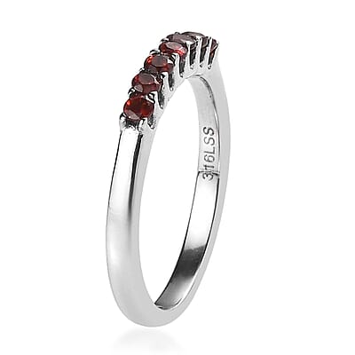 Anthill Garnet 0.35 ctw 7 Stone Ring in Stainless Steel (Size 10.0)