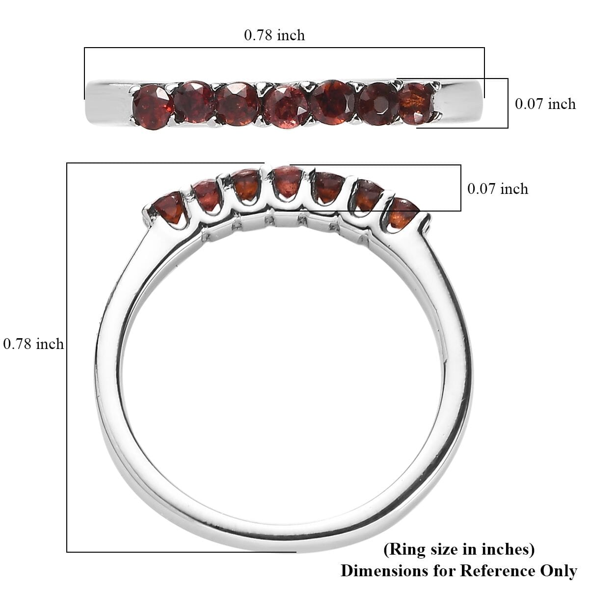 Anthill Garnet 0.35 ctw 7 Stone Ring in Stainless Steel (Size 10.0) image number 5