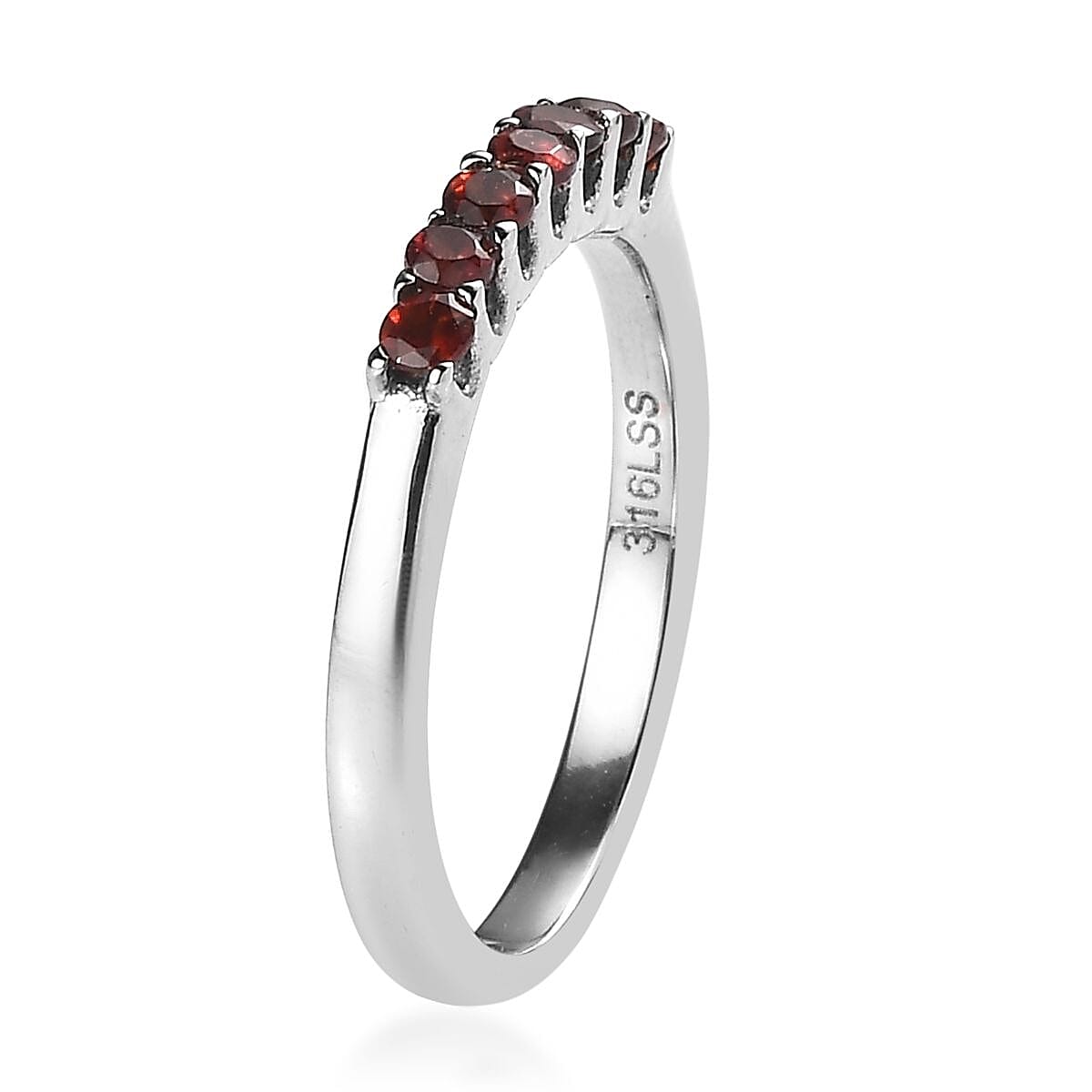 Anthill Garnet 0.35 ctw 7 Stone Ring in Stainless Steel (Size 6.0) image number 3