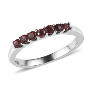 Anthill Garnet 0.35 ctw 7 Stone Ring in Stainless Steel (Size 7.0)
