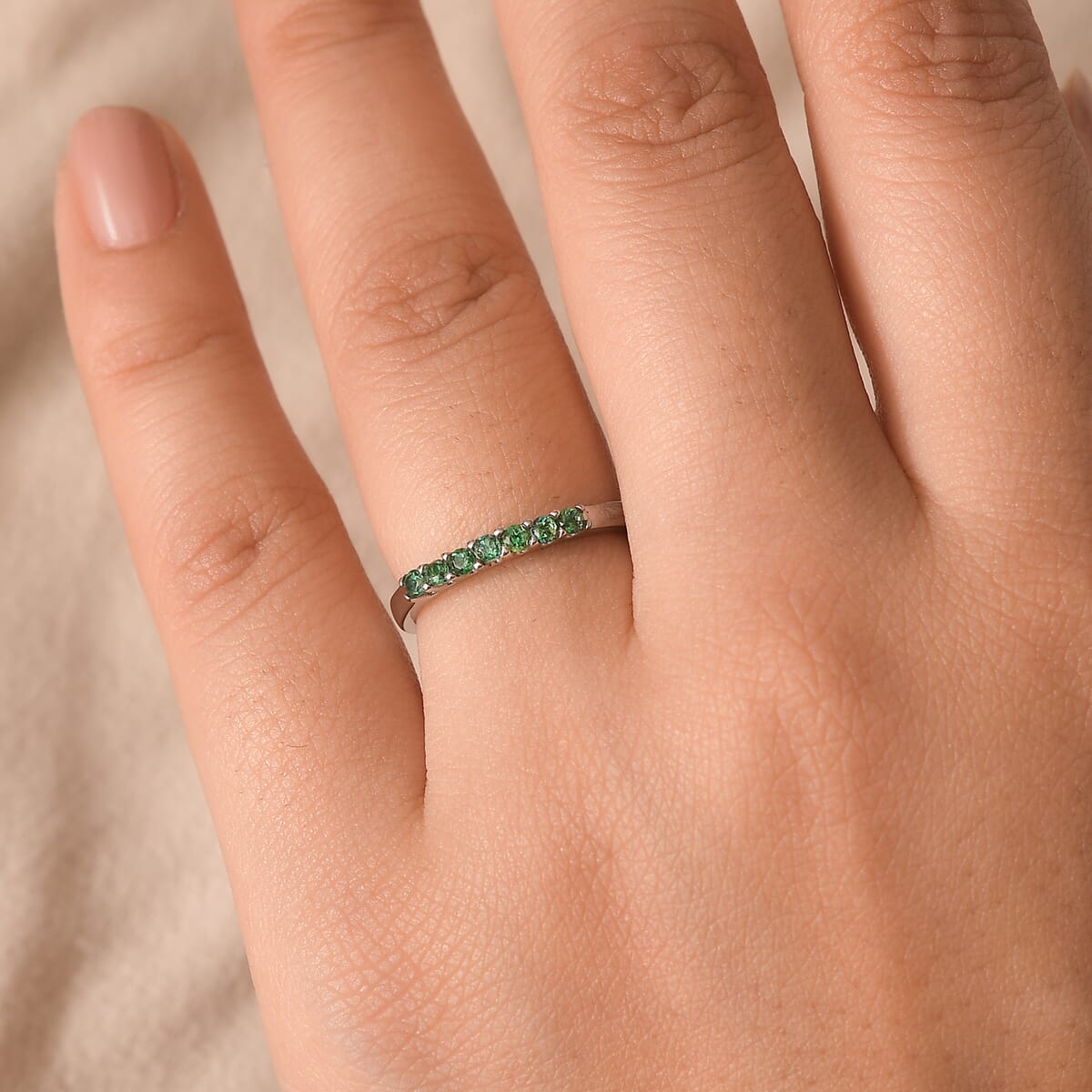 Signity Rainforest Topaz 0.30 ctw 7 Stone Ring in Stainless Steel (Size 11.0) image number 2