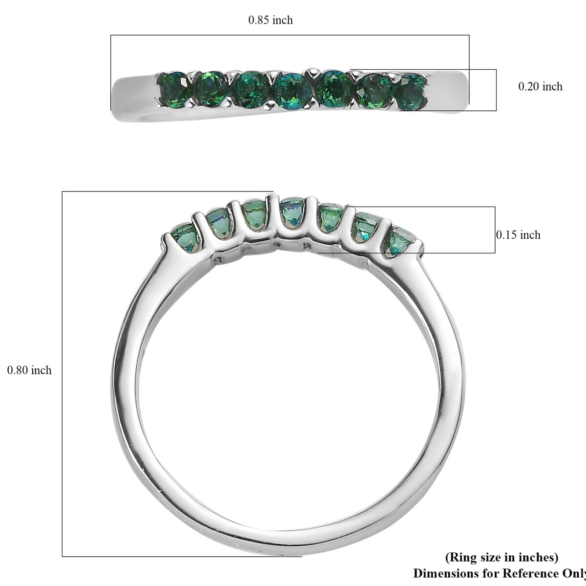 Signity Rainforest Topaz 0.30 ctw 7 Stone Ring in Stainless Steel (Size 11.0) image number 5