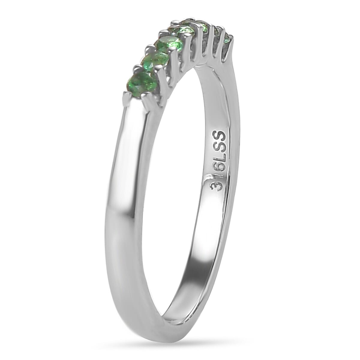 Signity Rainforest Topaz 0.30 ctw 7 Stone Ring in Stainless Steel (Size 6.0) image number 3