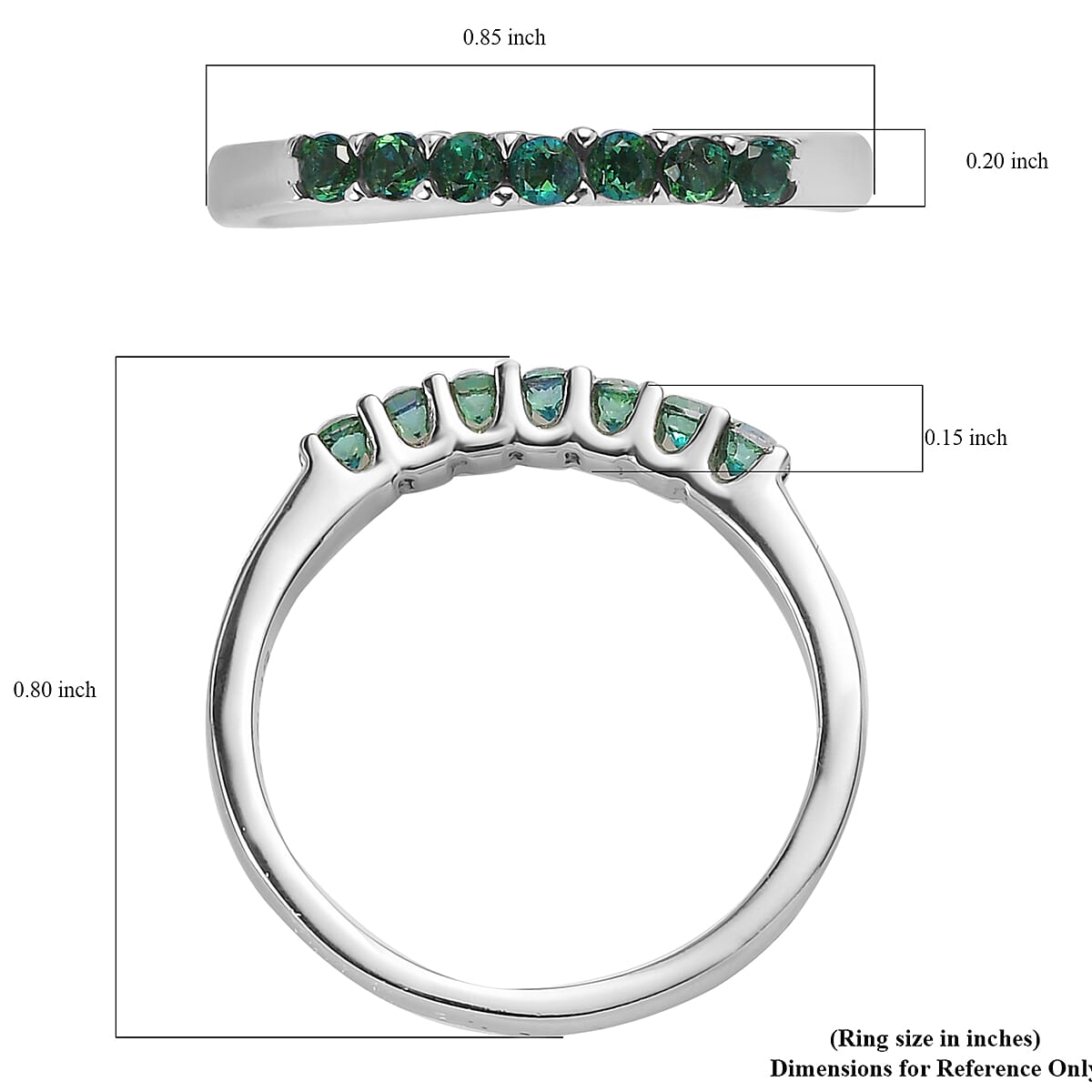Signity Rainforest Topaz 0.30 ctw 7 Stone Ring in Stainless Steel (Size 6.0) image number 5