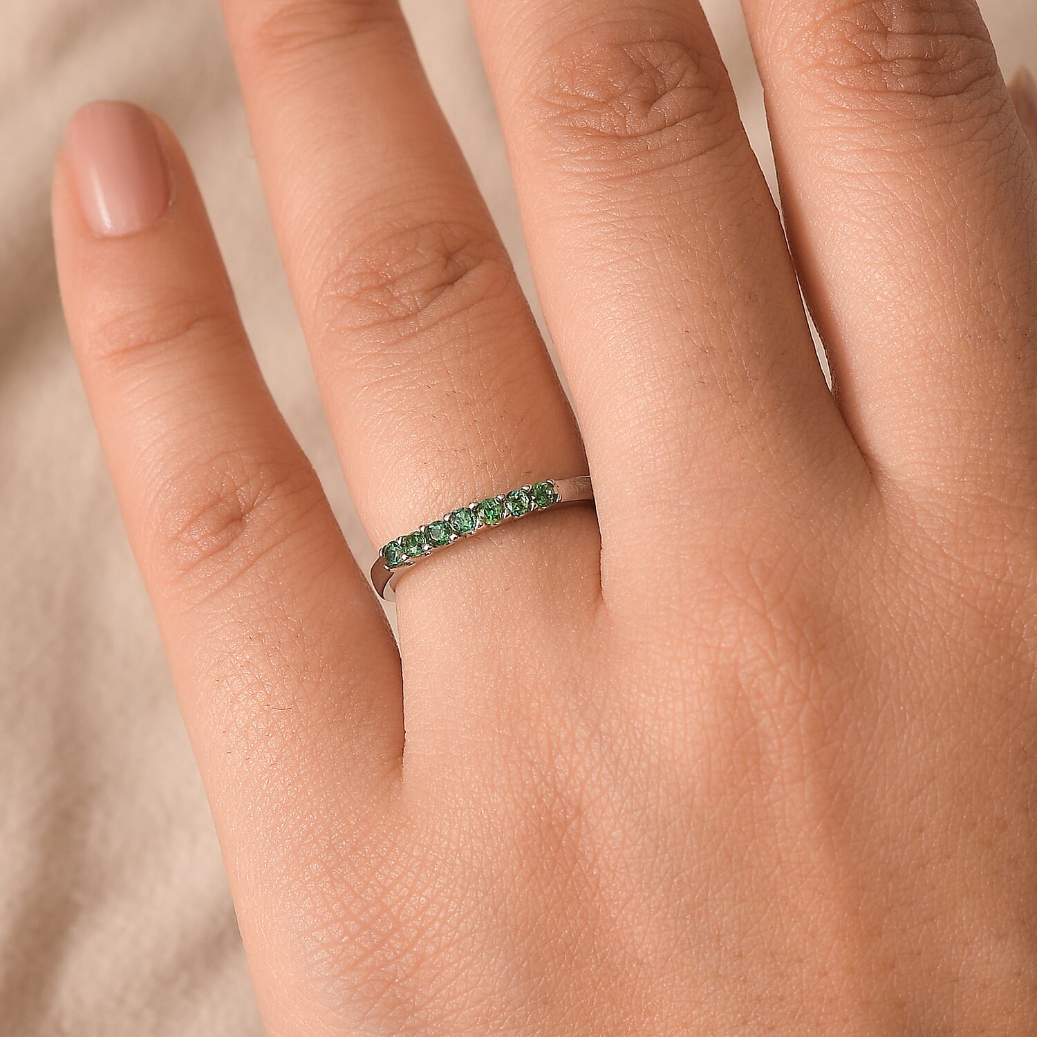Signity Rainforest Topaz 0.30 ctw 7 Stone Ring in Stainless Steel (Size 8.0)