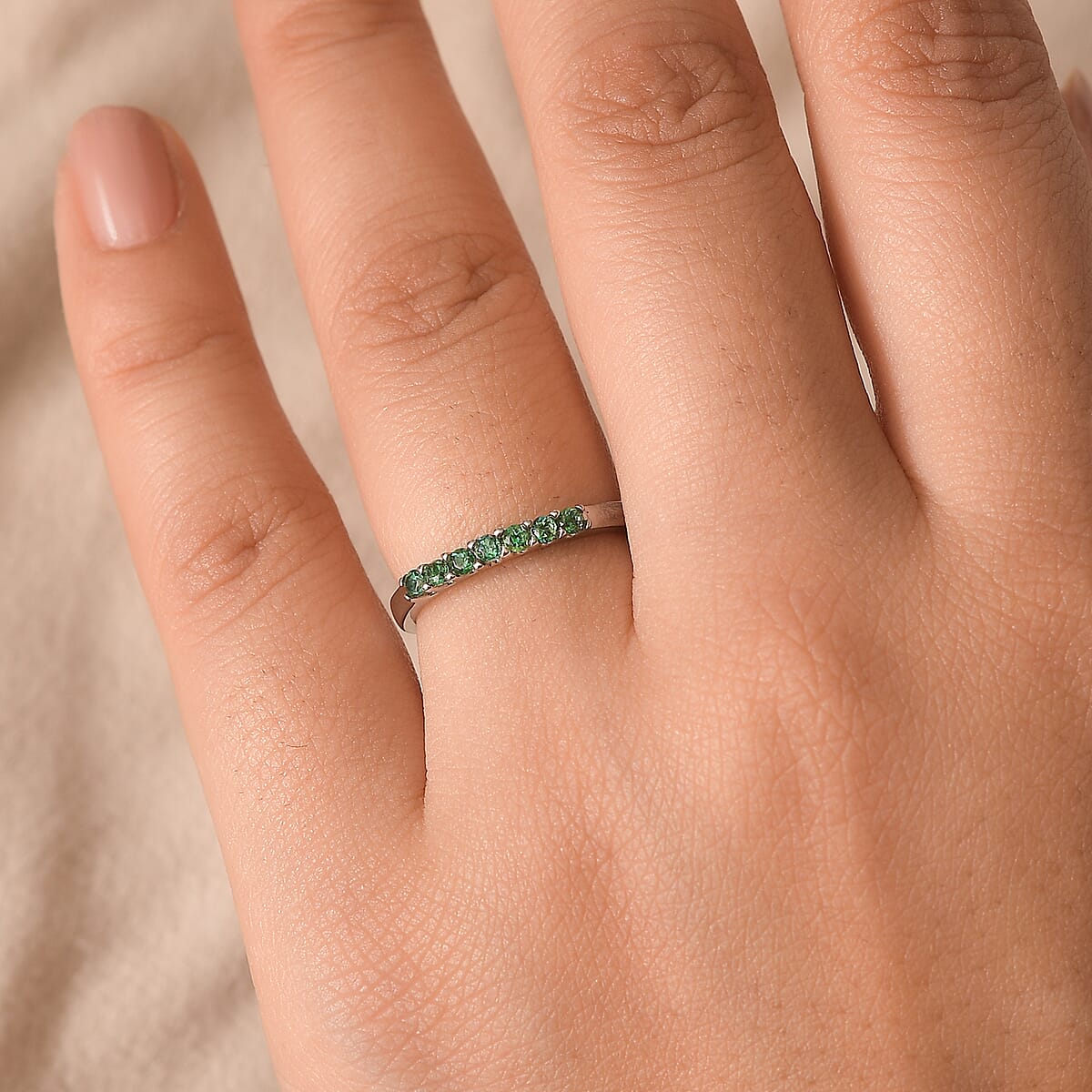 Signity Rainforest Topaz 0.30 ctw 7 Stone Ring in Stainless Steel (Size 9.0) image number 2