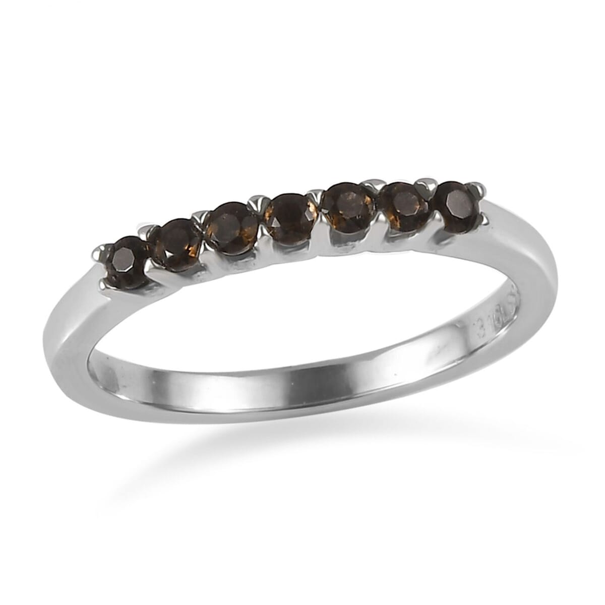 Brazilian Smoky Quartz 0.25 ctw 7 Stone Ring in Stainless Steel (Size 10.0) image number 0