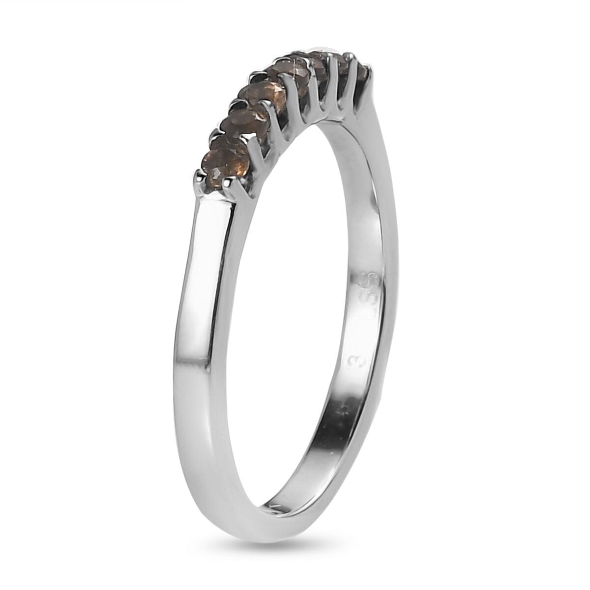 Brazilian Smoky Quartz 0.25 ctw 7 Stone Ring in Stainless Steel (Size 10.0) image number 3