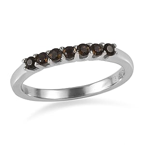 Brazilian Smoky Quartz 0.25 ctw 7 Stone Ring in Stainless Steel (Size 9.0)