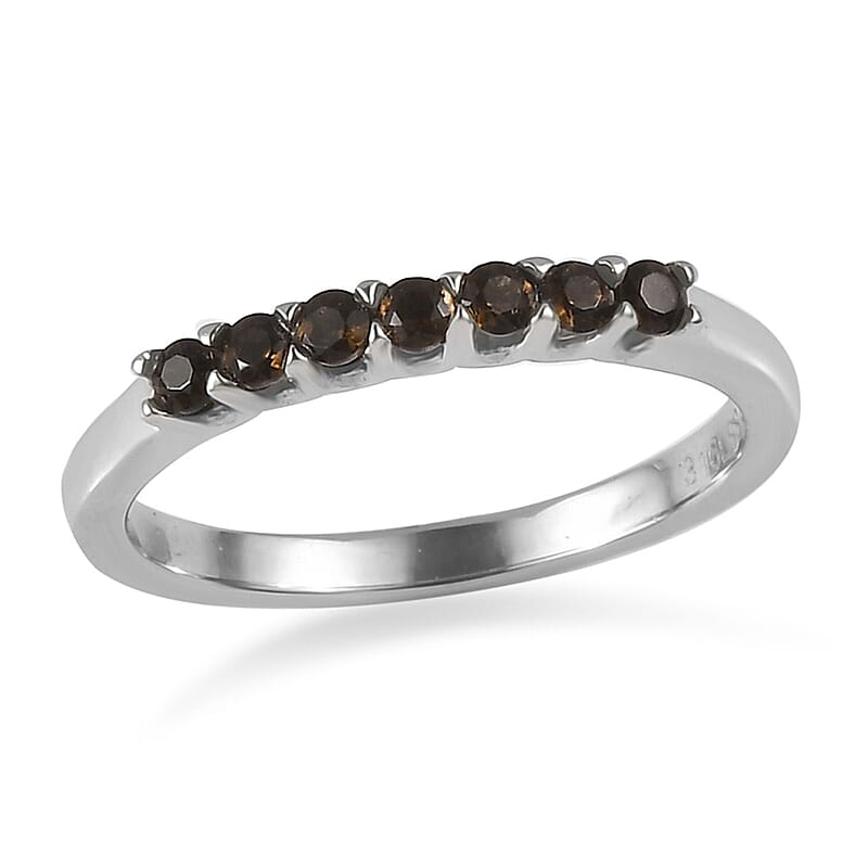 Brazilian Smoky Quartz 0.25 ctw 7 Stone Ring in Stainless Steel (Size 9.0)