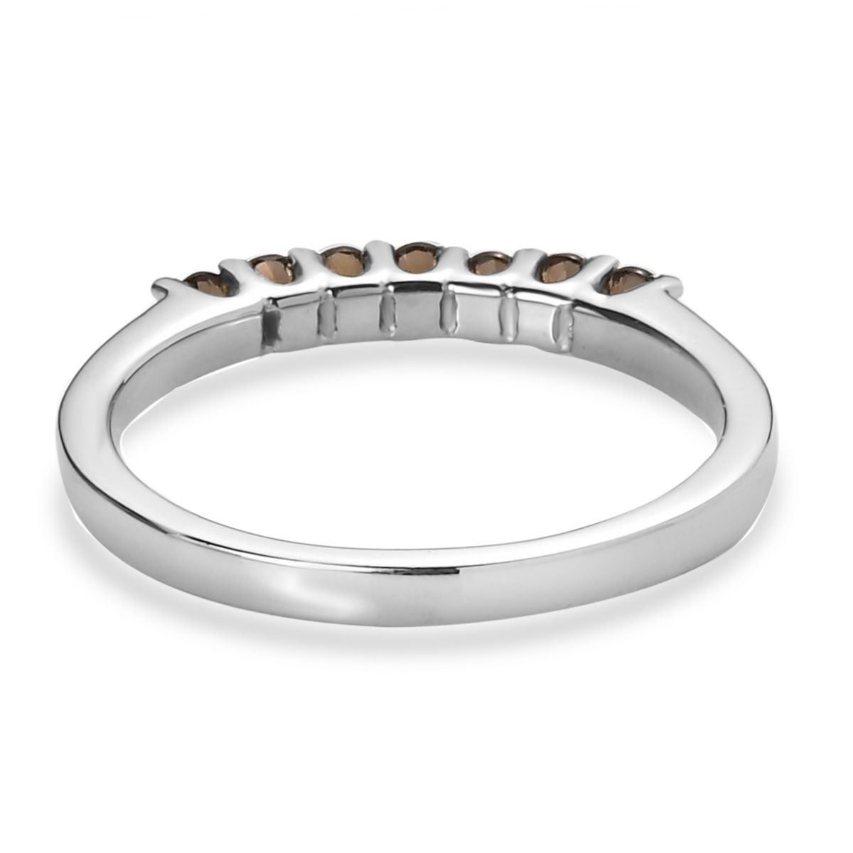 Brazilian Smoky Quartz 0.25 ctw 7 Stone Ring in Stainless Steel (Size 9.0)