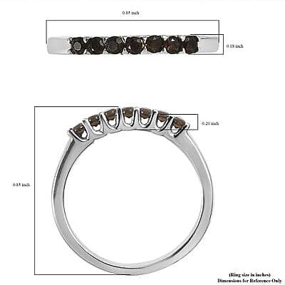Brazilian Smoky Quartz 0.25 ctw 7 Stone Ring in Stainless Steel (Size 9.0)