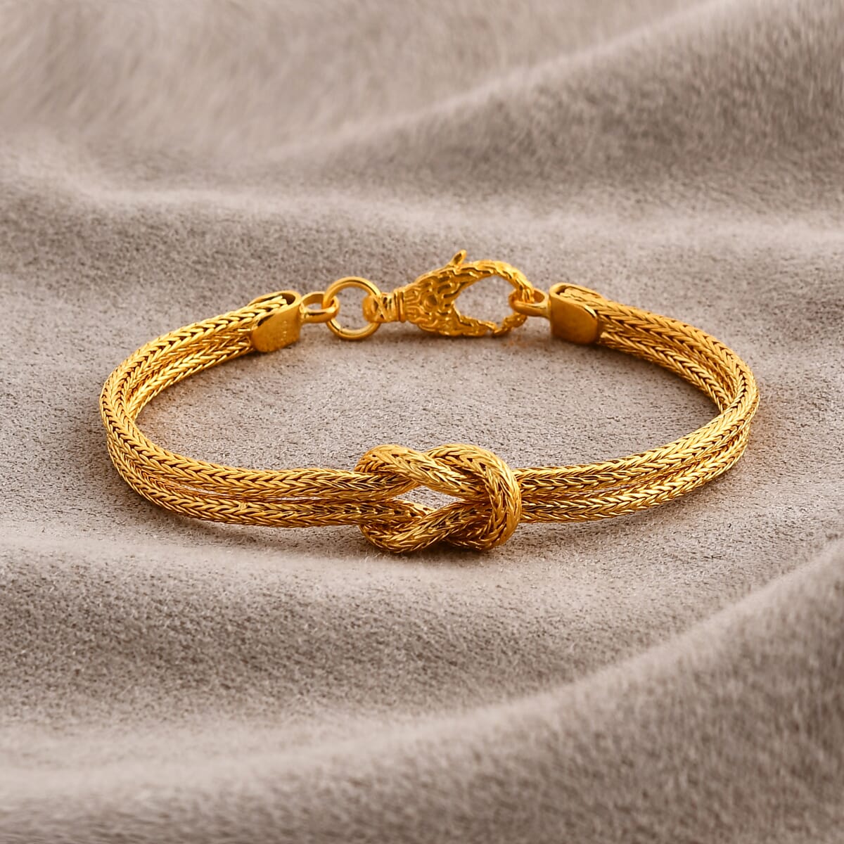 Bali Legacy 22K Vermeil Yellow Gold Over Sterling Silver Tulang Naga Knot Bracelet (6.50 In) 12.86 Grams image number 1