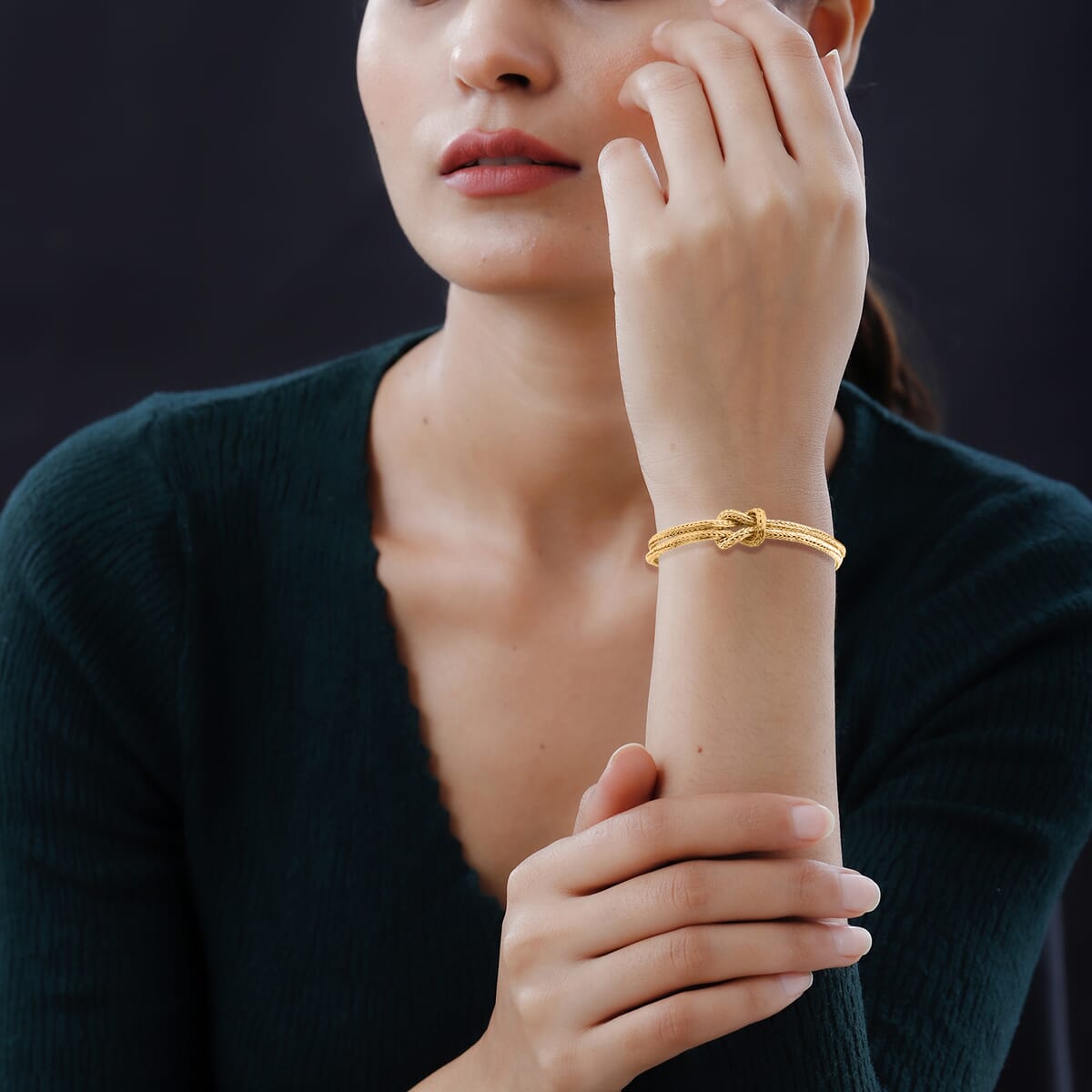 Bali Legacy 22K Vermeil Yellow Gold Over Sterling Silver Tulang Naga Knot Bracelet (6.50 In) 12.86 Grams image number 2