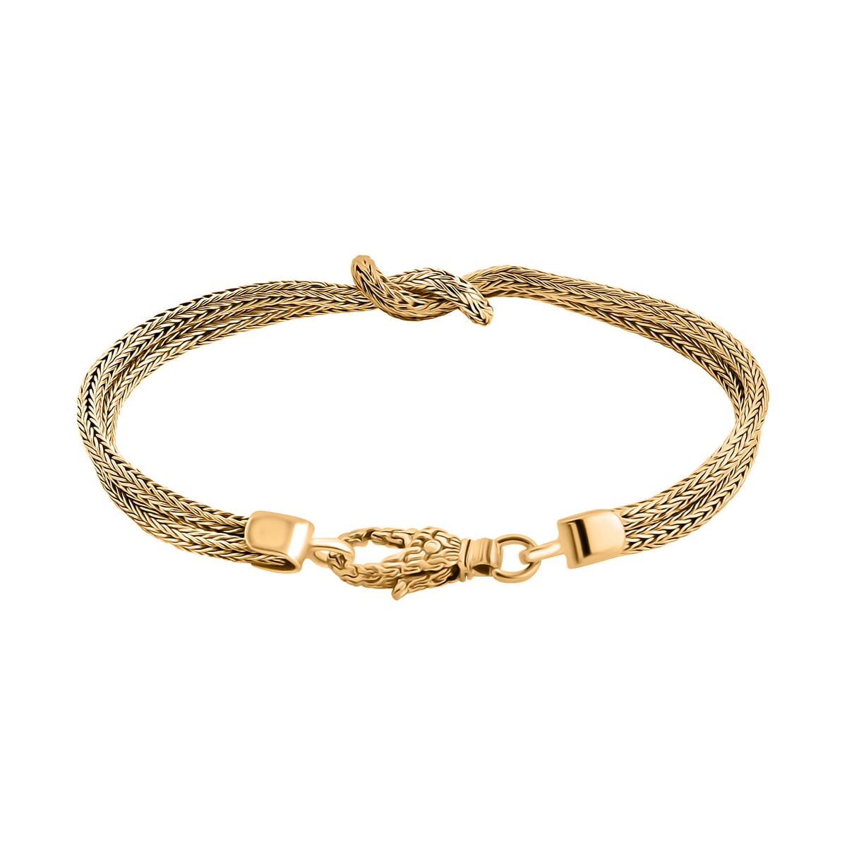 Bali Legacy 22K Vermeil Yellow Gold Over Sterling Silver Tulang Naga Knot Bracelet (6.50 In) 12.86 Grams image number 4
