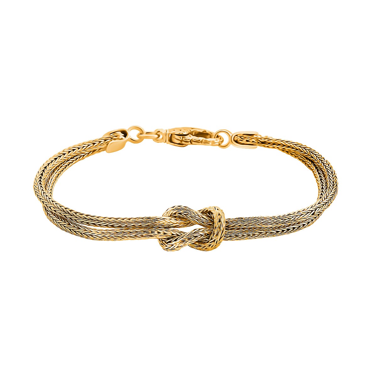 Bali Legacy 22K Vermeil Yellow Gold Over Sterling Silver Tulang Naga Knot Bracelet (7.25 In) 13.91 Grams image number 0