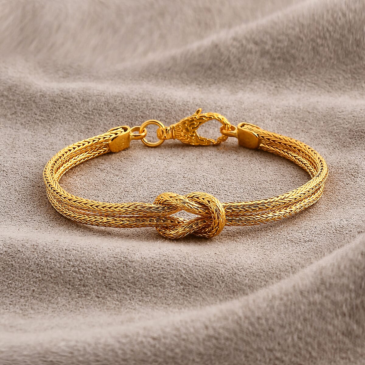 Bali Legacy 22K Vermeil Yellow Gold Over Sterling Silver Tulang Naga Knot Bracelet (7.25 In) 13.91 Grams image number 1