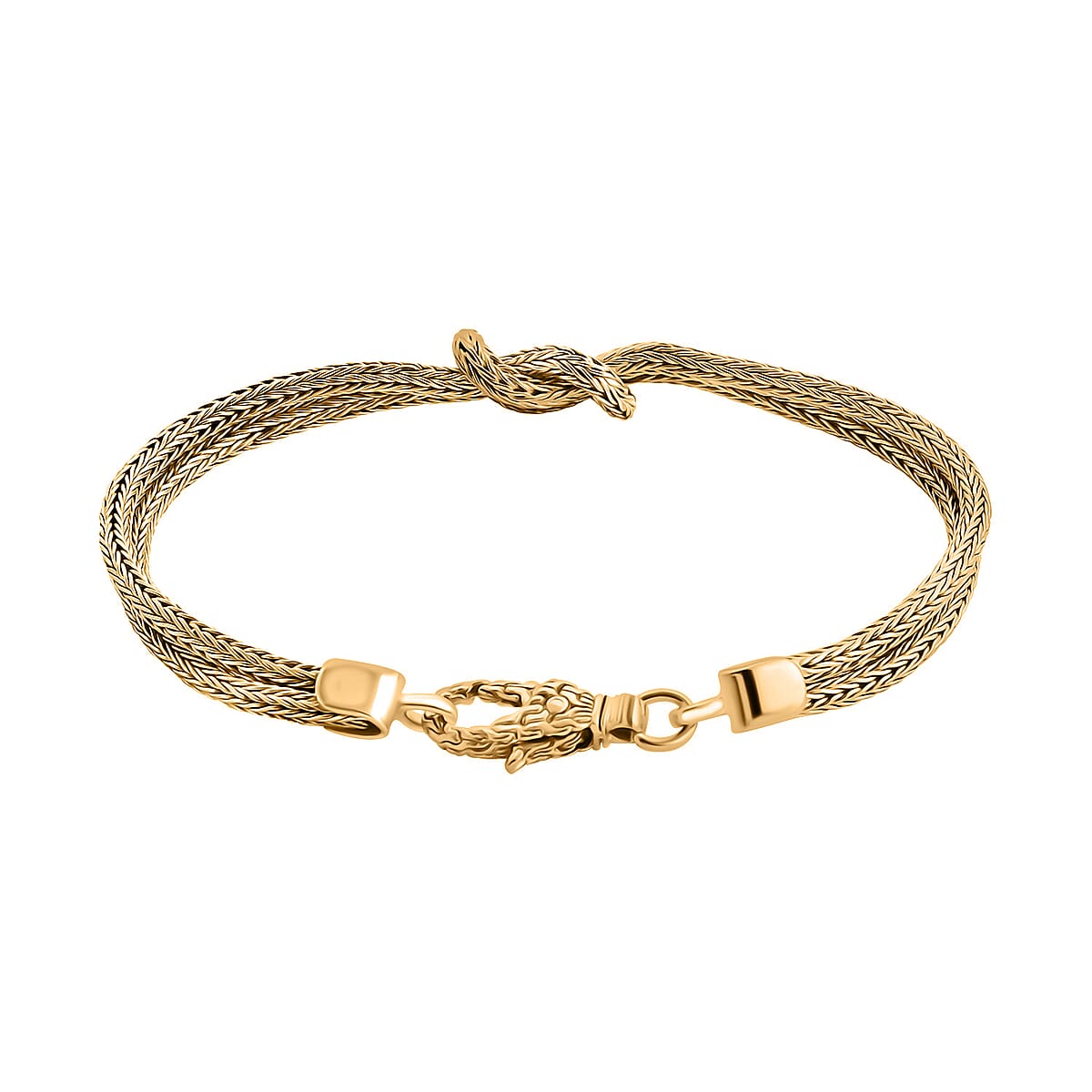 Bali Legacy 22K Vermeil Yellow Gold Over Sterling Silver Tulang Naga Knot Bracelet (7.25 In) 13.91 Grams image number 4