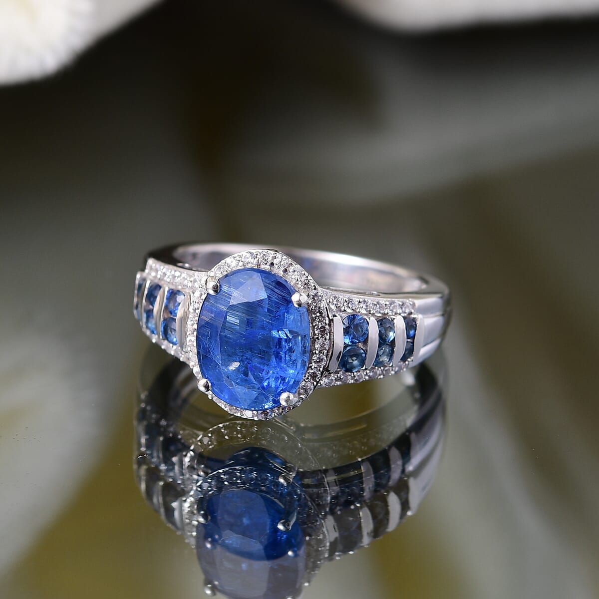 D'Joy Premium Kashmir Kyanite and Multi Gemstone 4.30 ctw Celestial Harmony Ring in Rhodium Over Sterling Silver (Size 10.0) image number 1