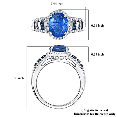 D'Joy Premium Kashmir Kyanite and Multi Gemstone 4.30 ctw Celestial Harmony Ring in Rhodium Over Sterling Silver (Size 10.0)