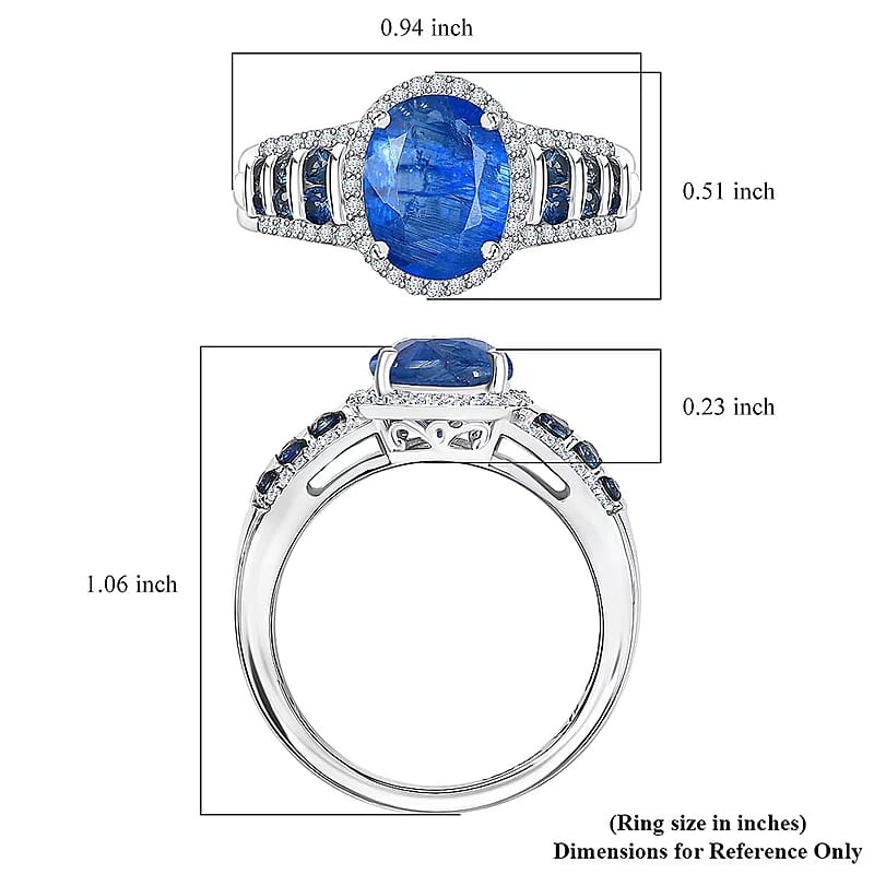 D'Joy Premium Kashmir Kyanite and Multi Gemstone 4.30 ctw Celestial Harmony Ring in Rhodium Over Sterling Silver (Size 10.0)