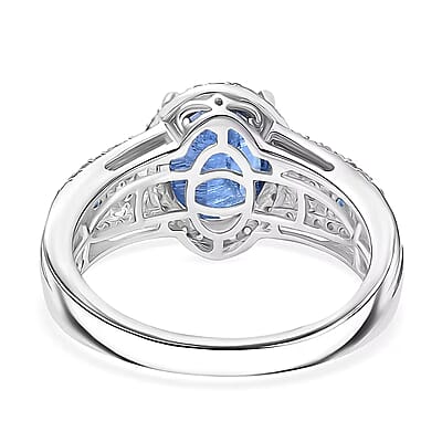 D'Joy Premium Kashmir Kyanite and Multi Gemstone 4.30 ctw Celestial Harmony Ring in Rhodium Over Sterling Silver (Size 10.0)