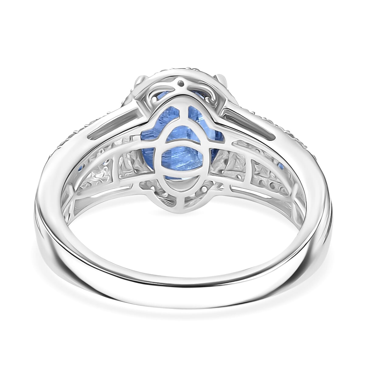 D'Joy Premium Kashmir Kyanite and Multi Gemstone 4.30 ctw Celestial Harmony Ring in Rhodium Over Sterling Silver (Size 5.0) image number 4
