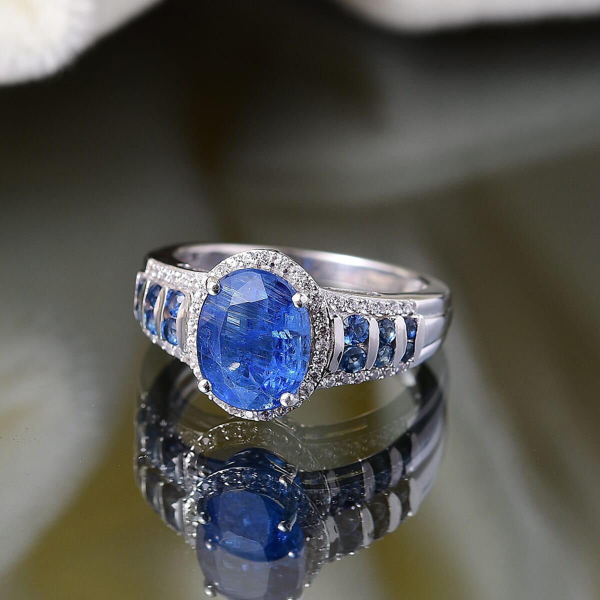D'Joy Premium Kashmir Kyanite and Multi Gemstone 4.30 ctw Celestial Harmony Ring in Rhodium Over Sterling Silver (Size 7.0) image number 1