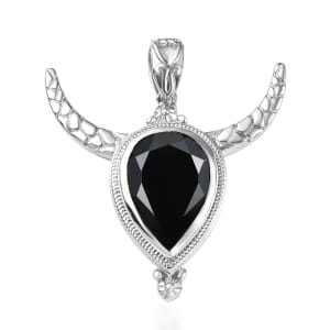 Karis Thai Black Spinel 11.40 ctw Bull Horn Pendant without Chain in Platinum Bond 