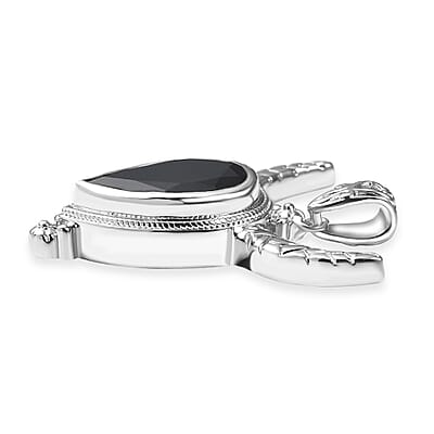 Karis Thai Black Spinel 11.40 ctw Bull Horn Pendant without Chain in Platinum Bond 