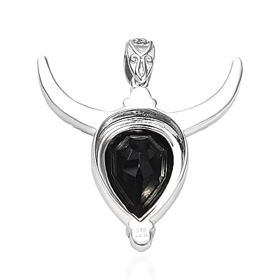 Karis Thai Black Spinel 11.40 ctw Bull Horn Pendant without Chain in Platinum Bond 