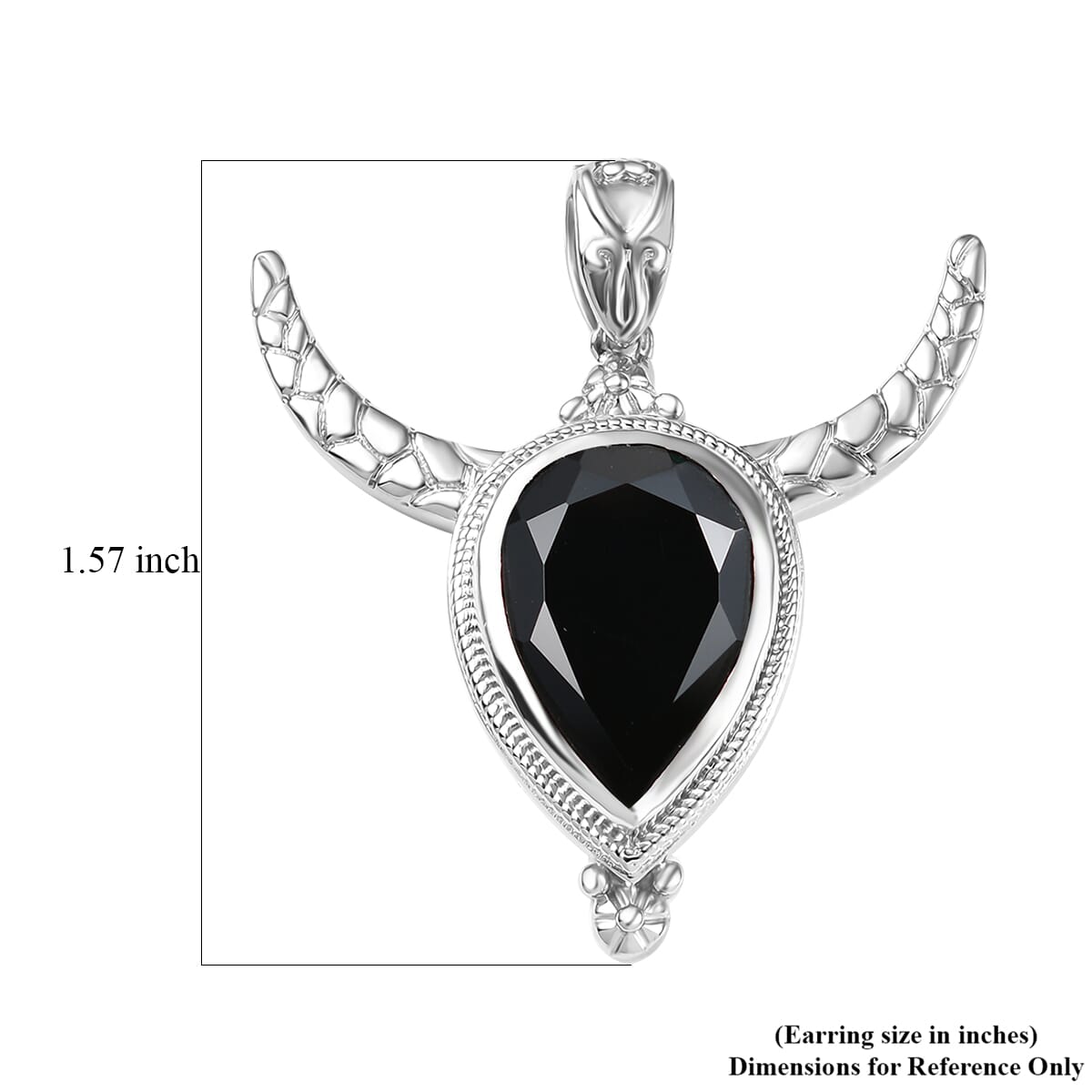 Karis Thai Black Spinel 11.40 ctw Bull Horn Pendant without Chain in Platinum Bond  image number 5