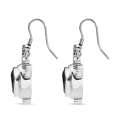 Karis Thai Black Spinel 10.35 ctw Bull Horn Earrings in Platinum Bond