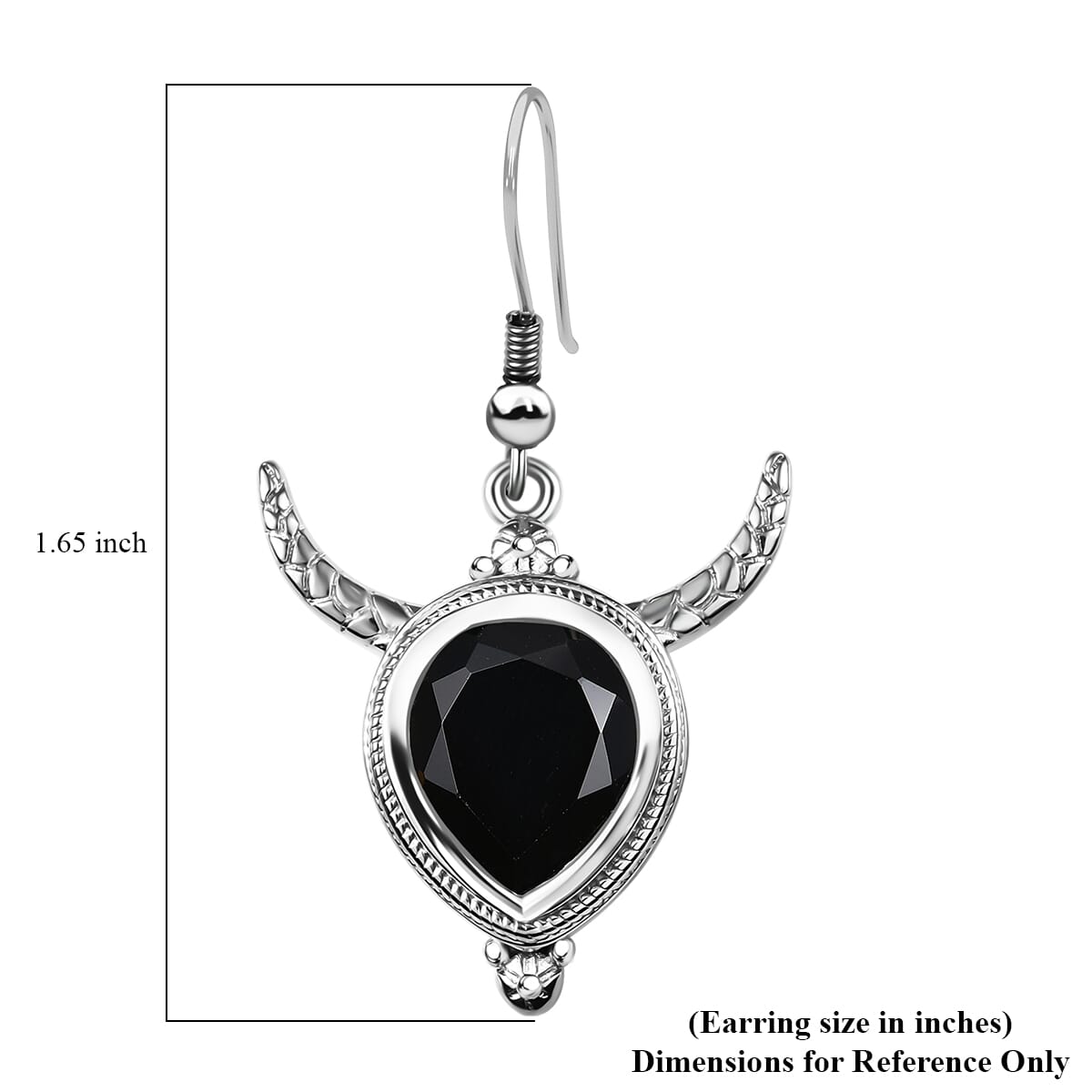 Karis Thai Black Spinel 10.35 ctw Bull Horn Earrings in Platinum Bond image number 5