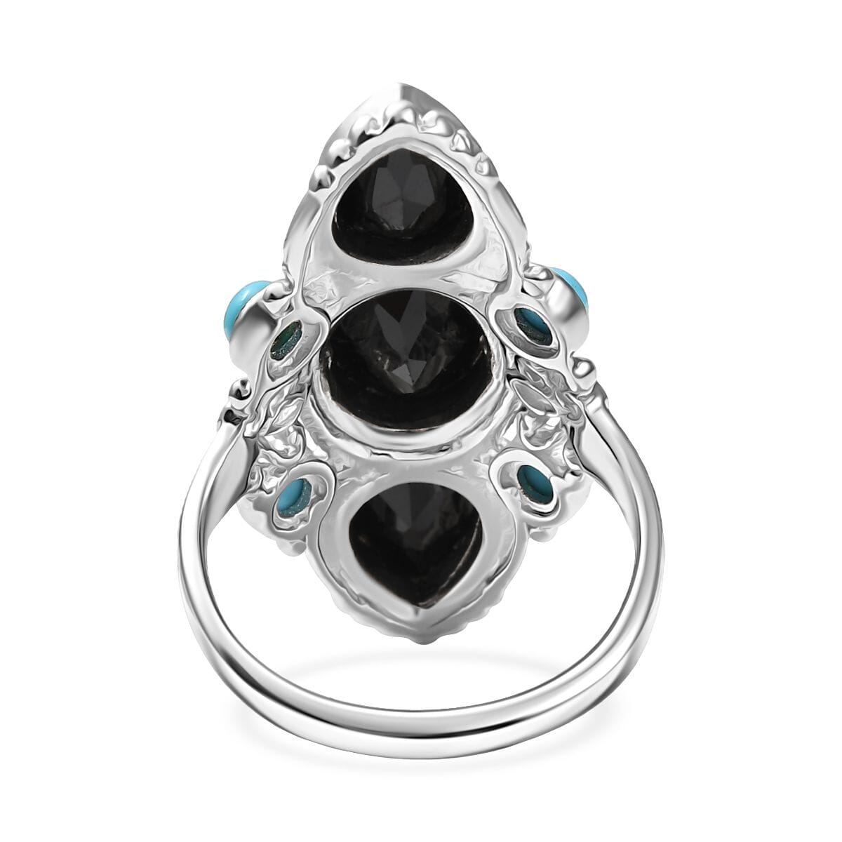 Karis Thai Black Spinel and Sleeping Beauty Turquoise 5.70 ctw Starlit Ocean Ring in Platinum Bond (Size 7.0) image number 4