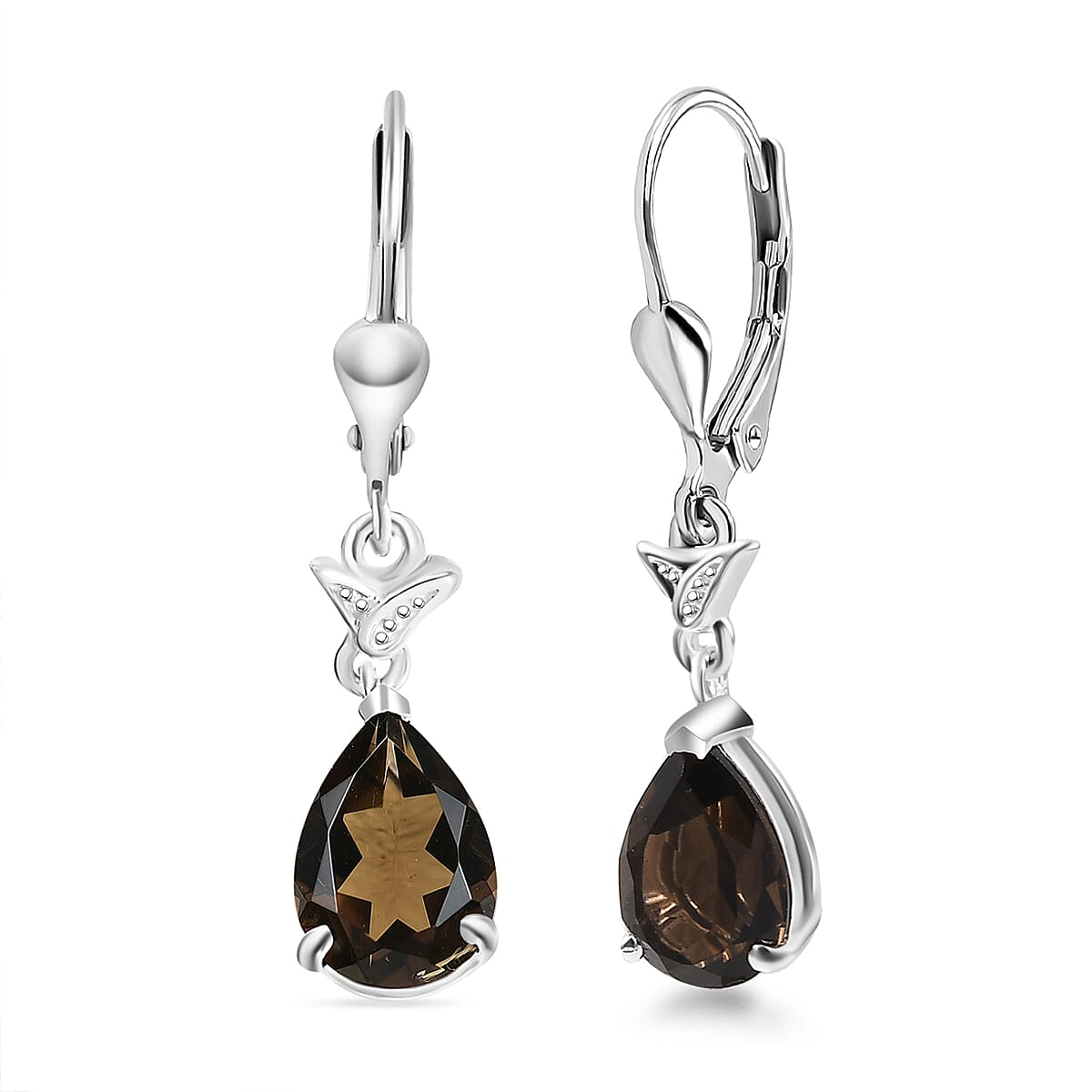 D'Joy Brazilian Smoky Quartz 3.60 ctw Dangling Earrings in Sterling Silver image number 0