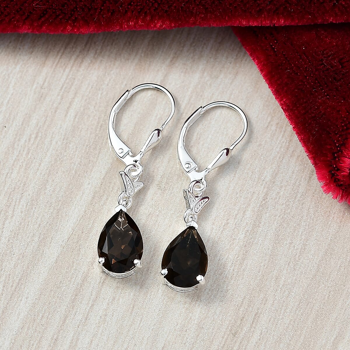 D'Joy Brazilian Smoky Quartz 3.60 ctw Dangling Earrings in Sterling Silver image number 1