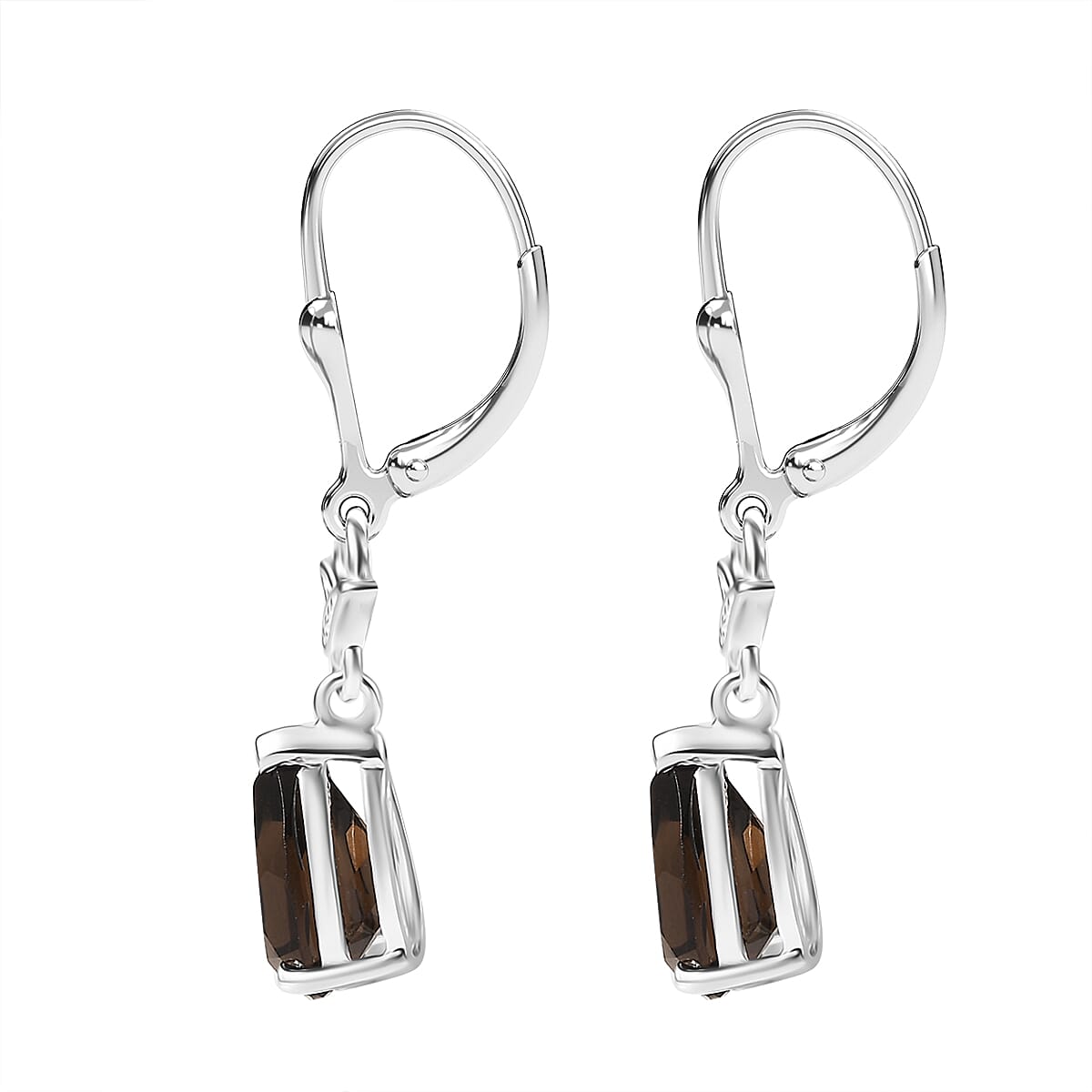 D'Joy Brazilian Smoky Quartz 3.60 ctw Dangling Earrings in Sterling Silver image number 3