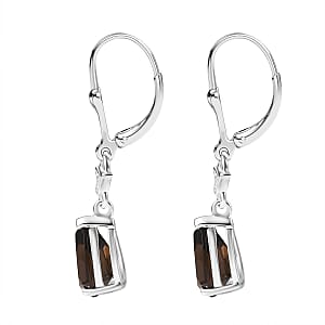 D'Joy Brazilian Smoky Quartz 3.60 ctw Dangling Earrings in Sterling Silver