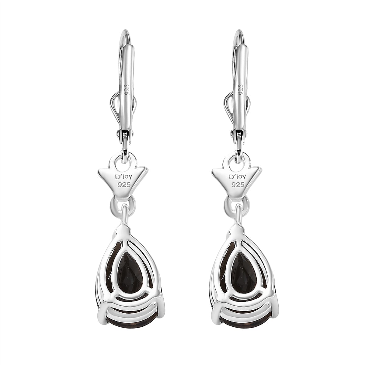 D'Joy Brazilian Smoky Quartz 3.60 ctw Dangling Earrings in Sterling Silver image number 4