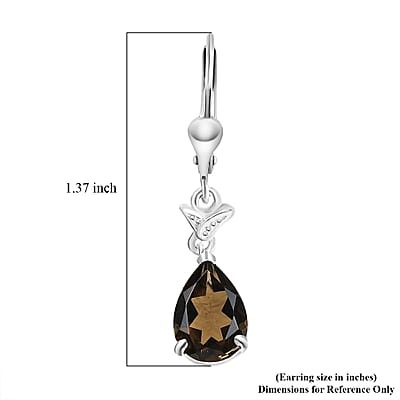 D'Joy Brazilian Smoky Quartz 3.60 ctw Dangling Earrings in Sterling Silver