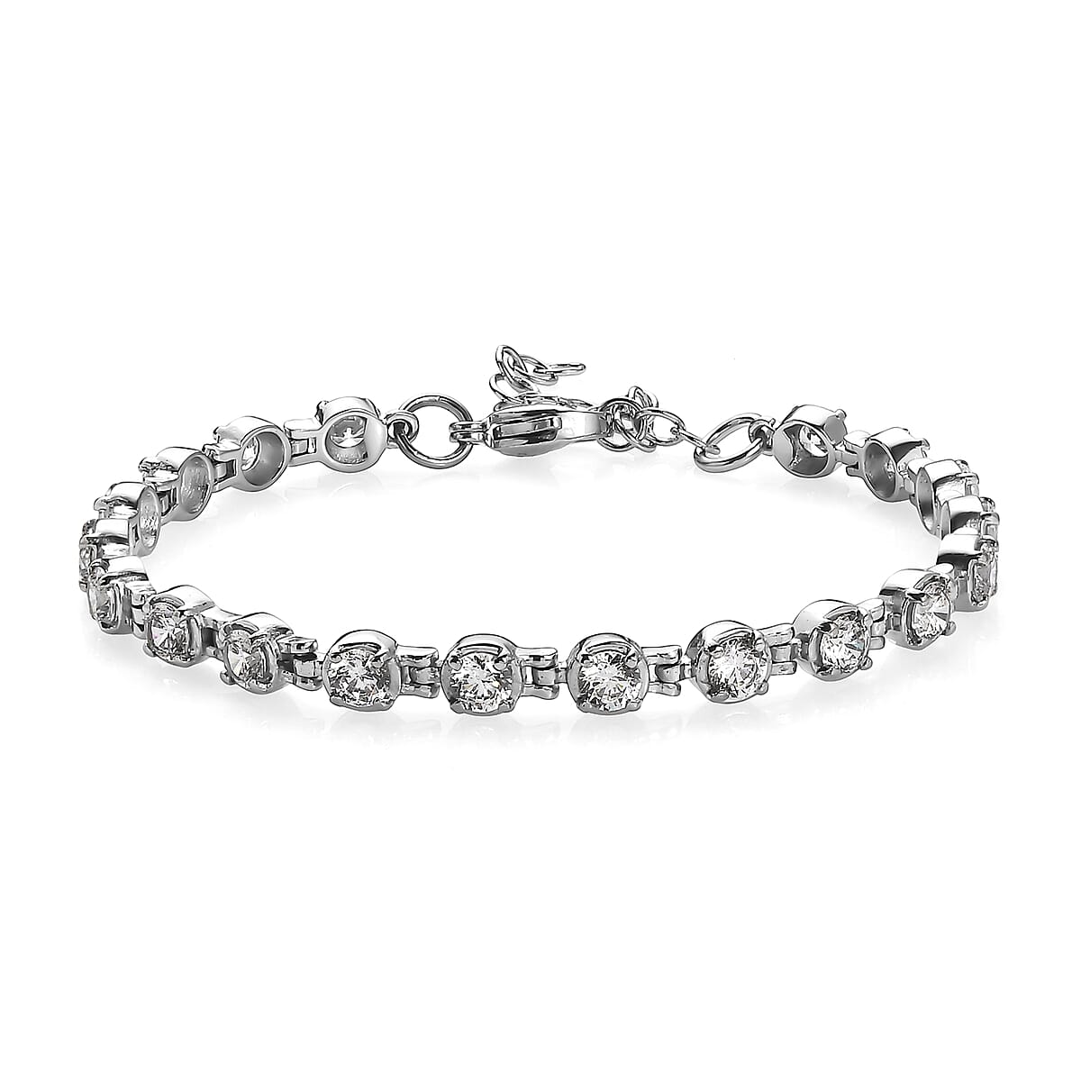 Simulated Diamond 8.50 ctw Bracelet in Stainless Steel (6.50 In) image number 0