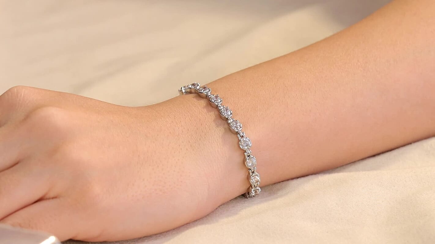 Simulated Diamond 8.50 ctw Bracelet in Stainless Steel (6.50 In)